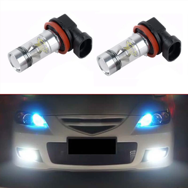 BOAOSI 2x H11 LED canbus 3030 Bulbs Reflector Mirror Design For Fog