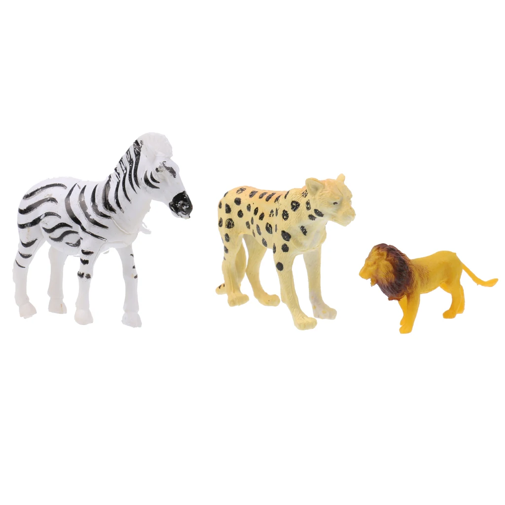 MagiDeal 100 Pieces Plastic Wild Animals Figurine Zoo Animals Fence Tree Model Toys for School Classroom Children Birthday Gift