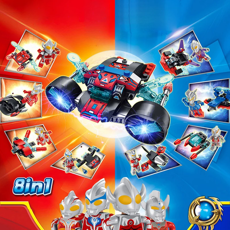 

M78 Japan super hero Ultraman 8in1 Spacecraft building block Father of Ultra taro Mebius Ginga Orb Zero Geed leo figures toys