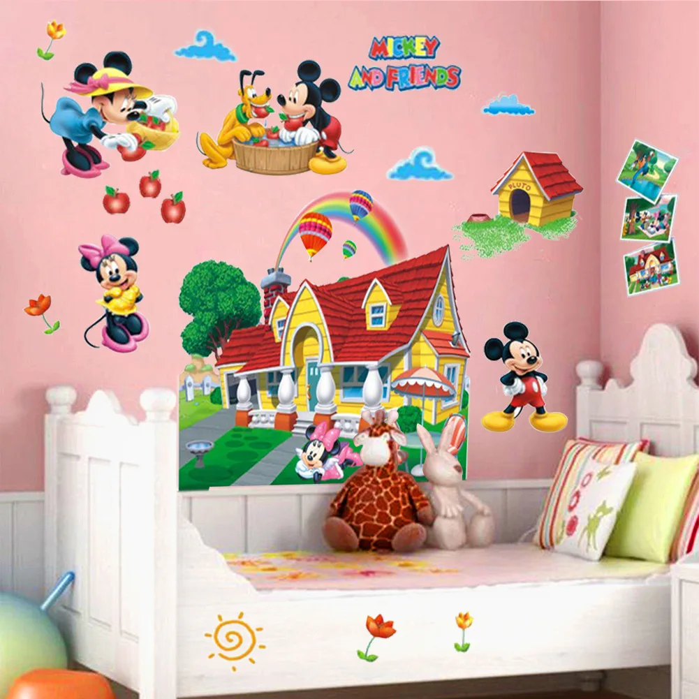 Поп 3D мышь Clubhouse наклейки на стену Дети Спальня Декор Наклейка Фреска