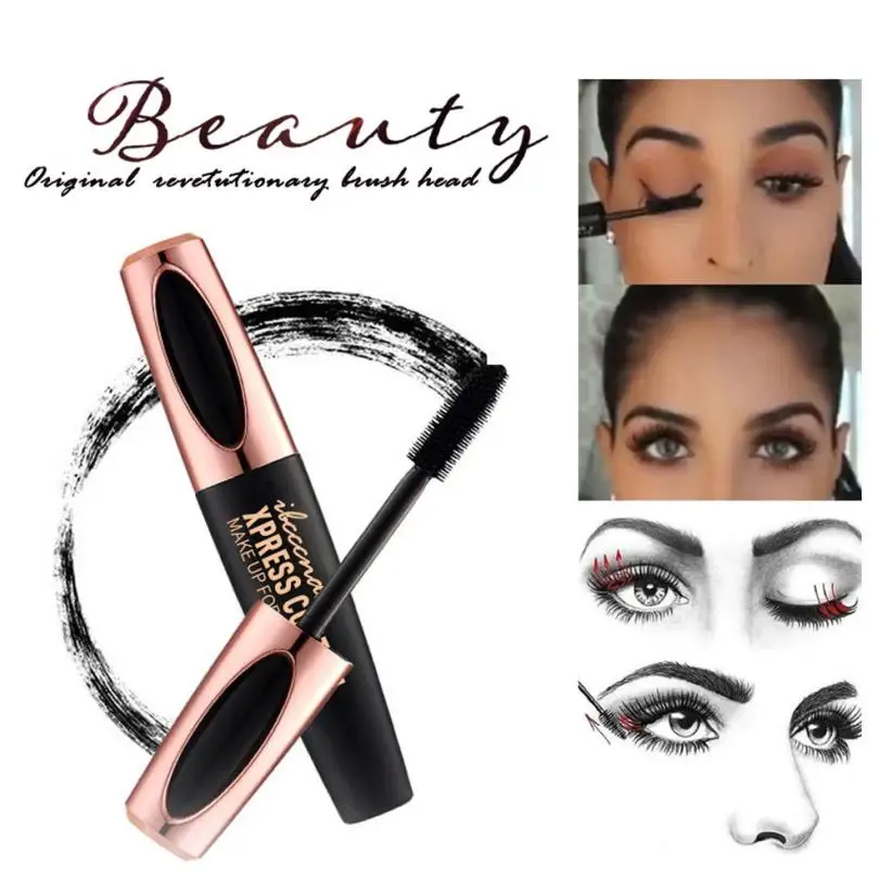 

Women Professional 4D Cosmetic Black Mascara Makeup Eyelash Waterproof Extension Curling Eye Lashes Natural Mascara Black #Y