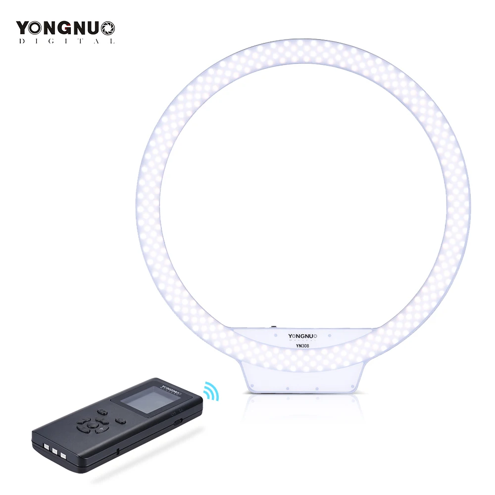 

YONGNUO YN308 LED Ring Light Wireless Remote Video Light 3200K~5500K Color Temperature Annular and Frameless Appearance Design