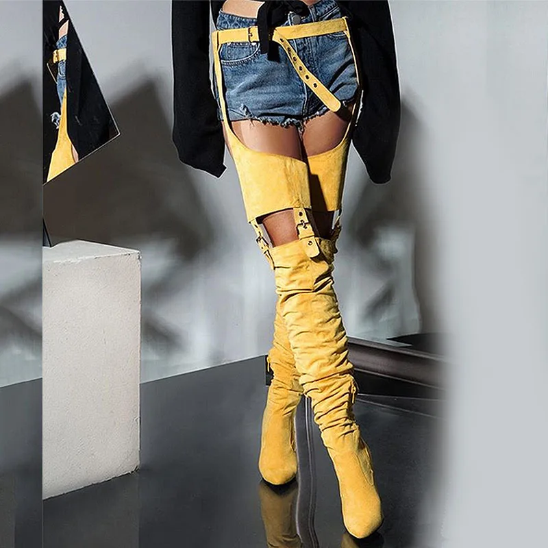 Perixir-Rihanna-Flock-High-Boots-Winter-Over-Knee-Fashion-Heeled-Boots-Strap-Solid-Pointed-Toe-Square (1)
