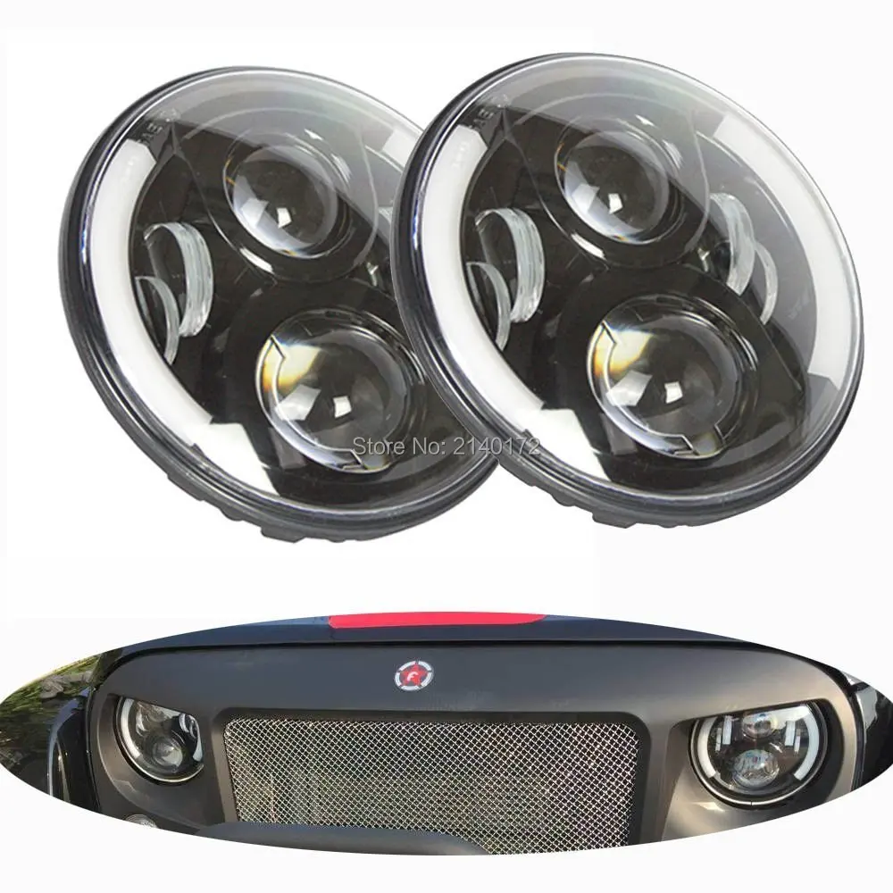 Черный 7 &quotдюймовый круглый светодиодный Halo кольцевые фары лампа для Jeep Wrangler JK TJ