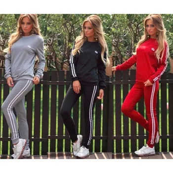 

ZOGAA 2019 New Women's Tracksuits Long Sleeve Pullover Pants Tops full length solid o neck women sets