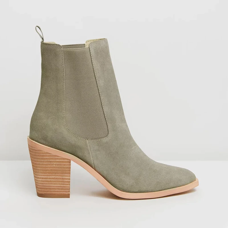 Mujer Zapatos Alto Elegante Punta Tacones Tobillo Banda Elástica Moda Ty01 2018 Impresión Verde Madera Tacón Botas De qECvxPW7wO