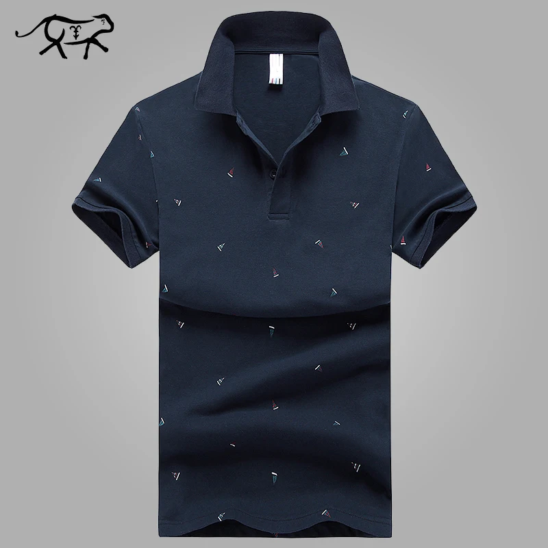 Мужская хлопковая рубашка поло с коротким рукавом и отложным воротником|brand men polo