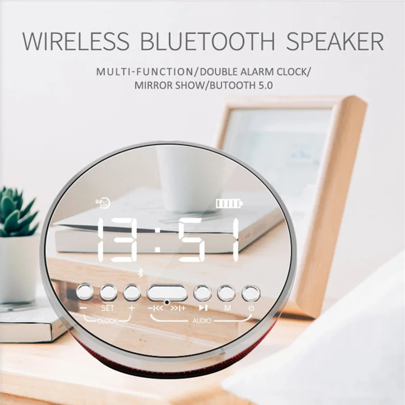 

2019 Best Selling portable Mini Wireless Bluetooth Smart Music Speaker with Subwoofer Clock for PC TV Notebook Car