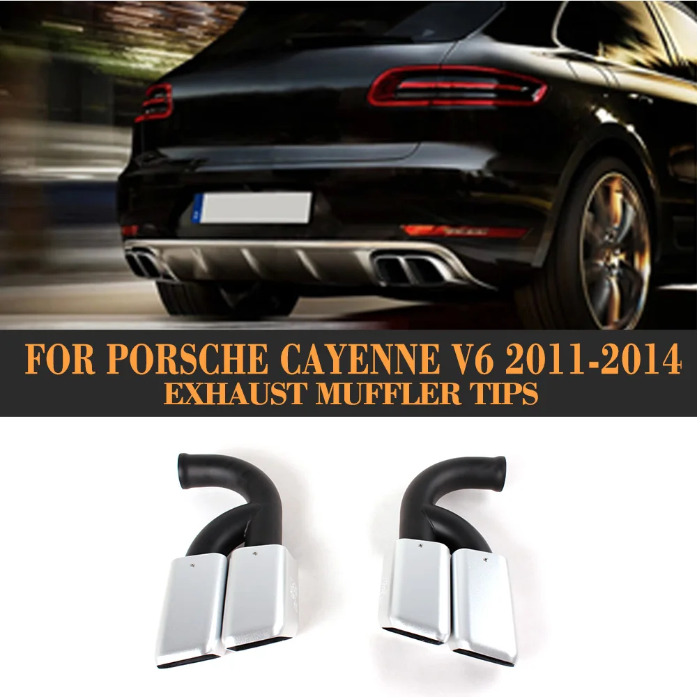 Stainless Steel Auto Car Exhaust Tips End Muffler for Porsche Cayenne V6 V8 2011-2014 2PCS Square circle Black White Stainless Steel Auto Car Exhaust Tips End Muffler for Porsche Cayenne V6 V8 2011-2014 2PCS Square circle Black White