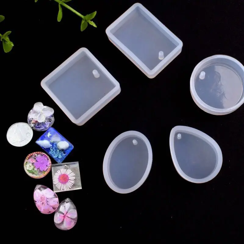 

Different shaped pendant silicone resin mold making jewelry pendant with hole necklace stud earing dried flower keychain gift