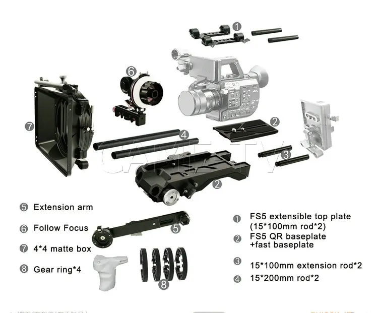 CAME-TV плечо Rig с Mattebox следовать фокус для S ony PXW-FS5M2