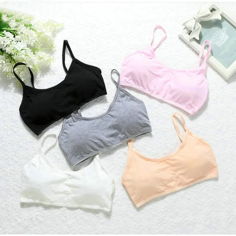 5pcslot Child Girls Cotton Bra For Young Girls Kids Teenage Underwear Wireless Small Training Puberty Bras Undergarment Clothes (16)