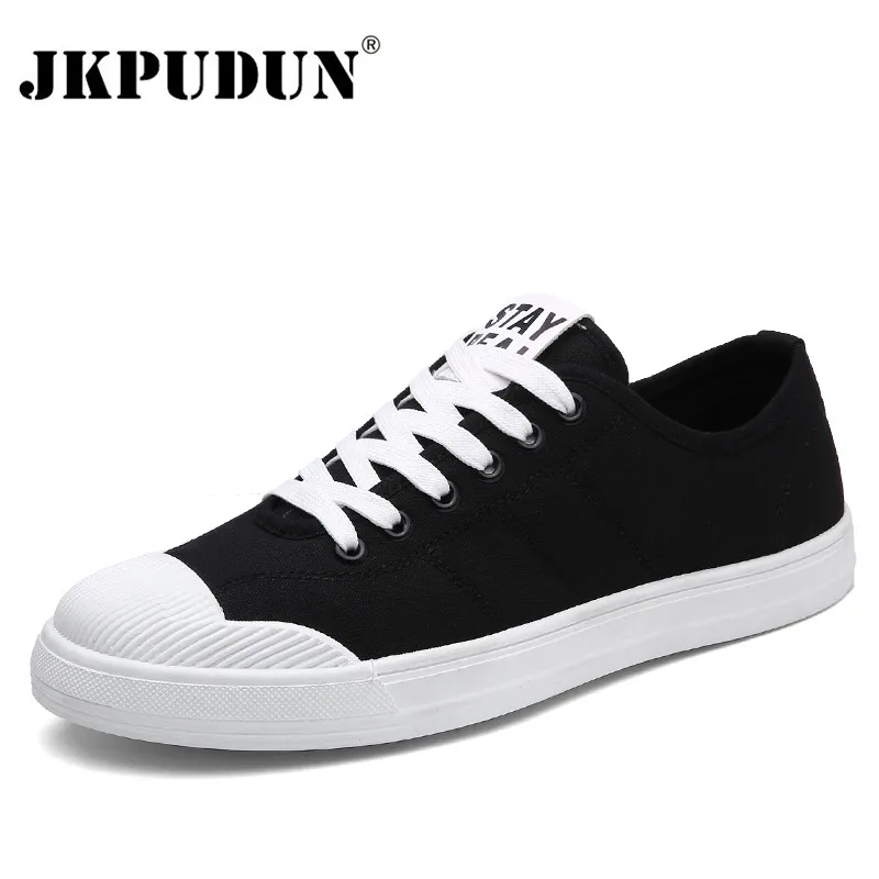 JKPUDUN Mens Canvas Shoes Casual Luxury Brand Summer Designer Shell Head Flats Shoes Men High