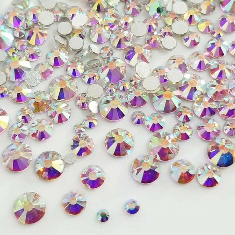 

Free shipping 300pcs Mix SS4-SS16 Size white AB Non HotFix flatback glass crystal 3D Nail Art Rhinestone diy Decorations