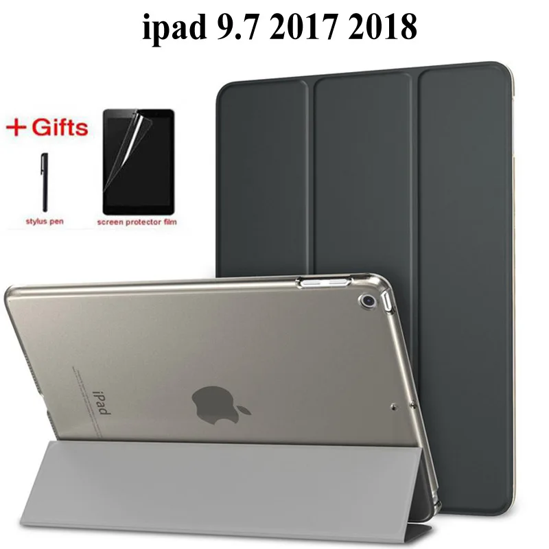 

Ultra-thin Magnetic Case for iPad 9.7 2017 2018 New Model A1822/A1893 Smart PU Leather Funda Cover With Auto Sleep/Wake+Film+Pen