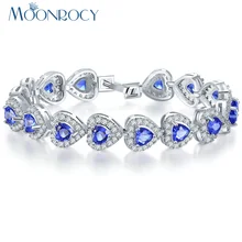 MOONROCY Серебряный Цвет кубического циркония CZ Кристалл браслет Модные украшения для Для женщин подарок для девочек