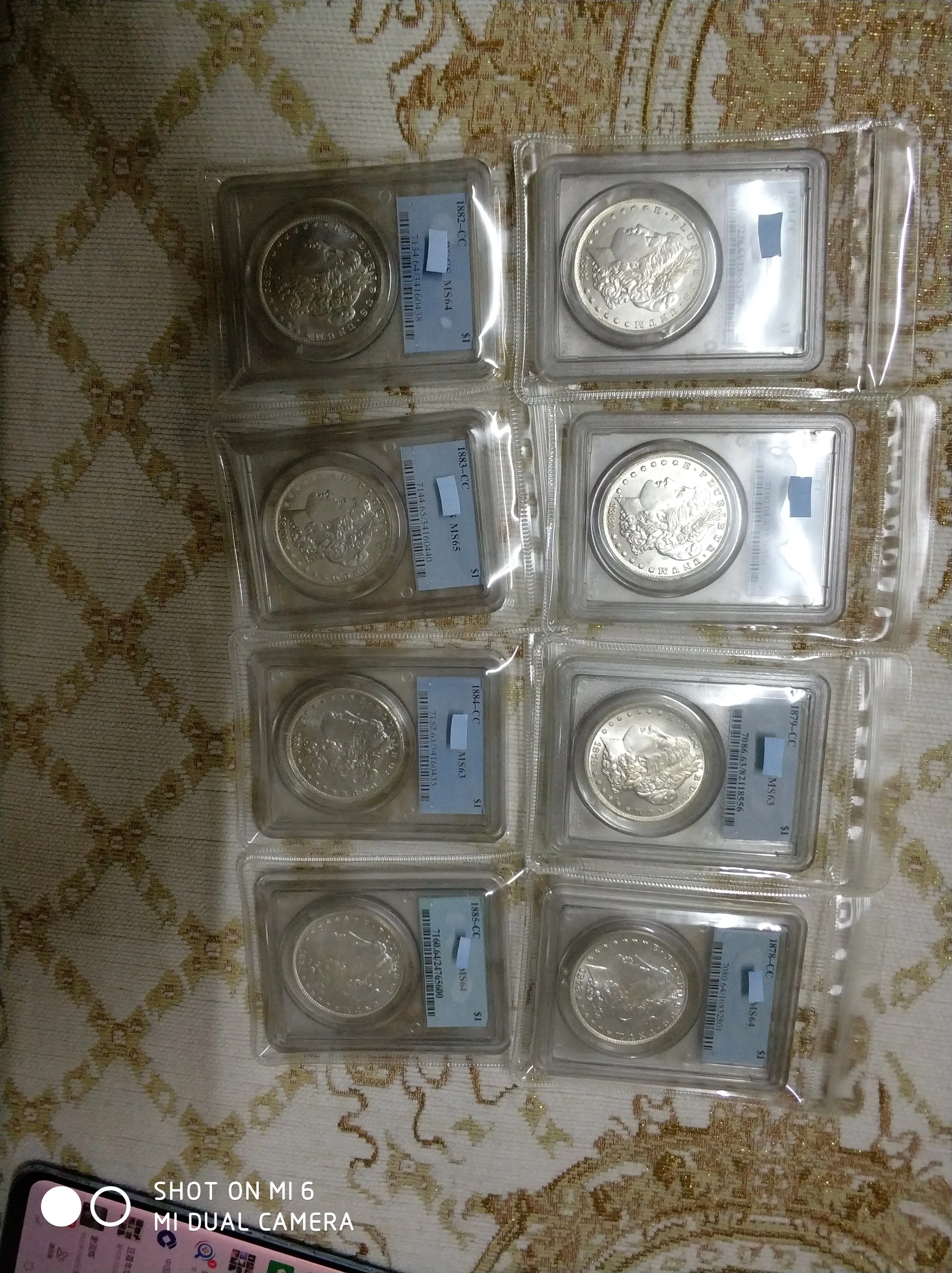 

US Morgan Silver Dollar 8 Set Of(1878cc.1879cc.1880cc.1881cc.1882cc.1883cc.1884cc.1885cc)