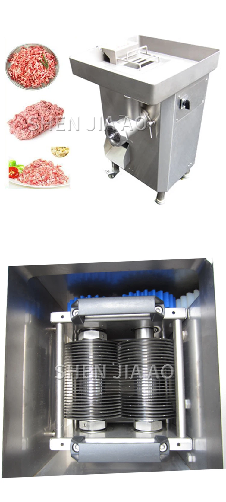 220V Промышленная Мясорубка Электрический ролик из нержавеющей стали 3/4. 5/6/8/10 мм автоматический прибор для измельчения мяса для ресторана