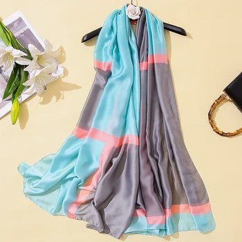 

2017 luxury brand summer women scarf fashion quality soft silk scarves female shawls Foulard Beach cover-ups wraps silk bandana