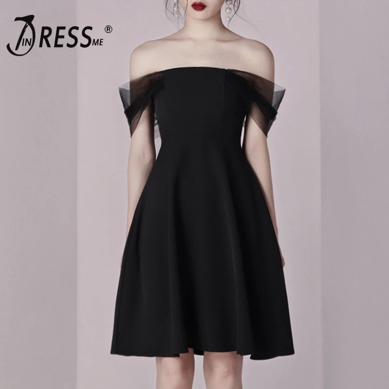 Женское Сетчатое платье INDRESSME Черное вечернее ТРАПЕЦИЕВИДНОЕ Клубное с