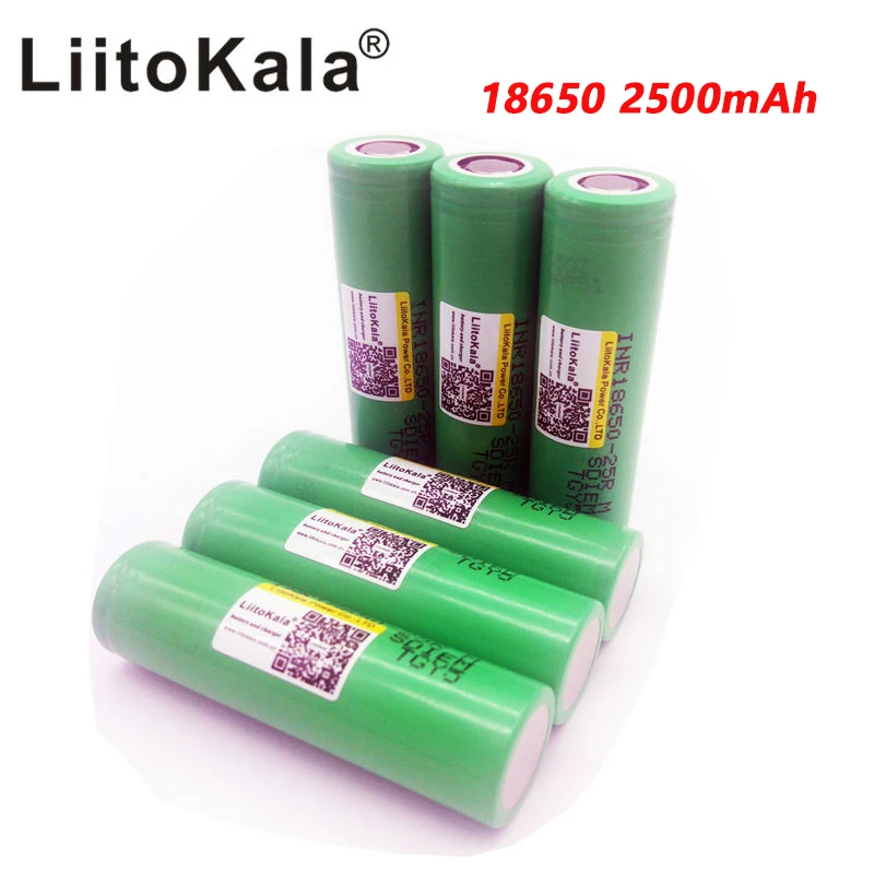 Baterias de Lítio de Descarga Bateria de Energia de 2500 Peças Liitokala Original 25r m Inr1865025r 20a Mah 100 18650
