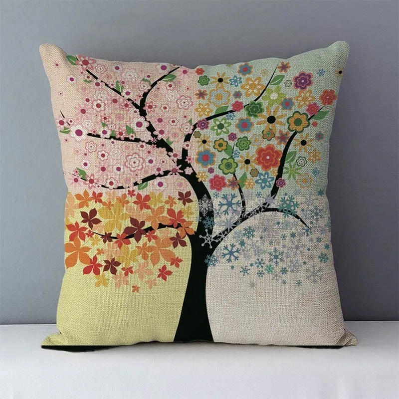 Wholesale plants life trees printed cozy cushion for couch seat back cushions home decorative pillows 45x45cm without core MYJG bench cushions indoor