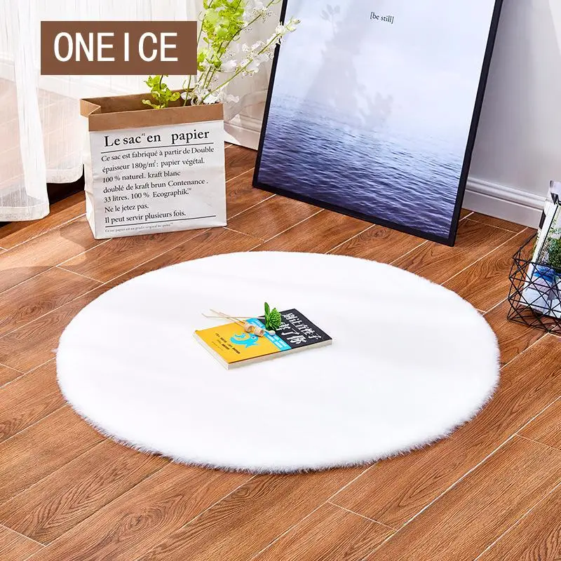

Rug Nordic Style Imitation Rabbit Fur Customizable Carpet Bedroom Bedside Blanket Home Thickening Living Room Round Floor Mat