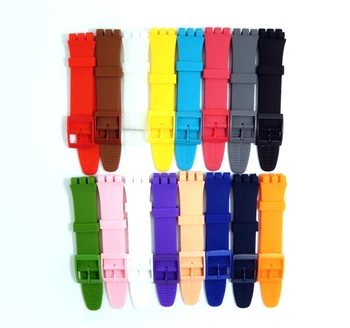 

XBERSTAR 16mm 17mm 19mm 20mm Silicone Rubber Watch Band Strap for Swatch Buckle Watchbands Wristband Colorful Straps