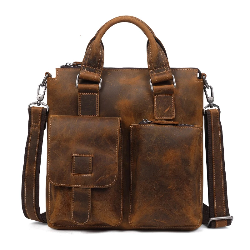 

Fashion Men's Business Bag Genuine Leather Man Messenger Bag Male Shoulder Crossbody Bags Brown Men Handbags High Quality