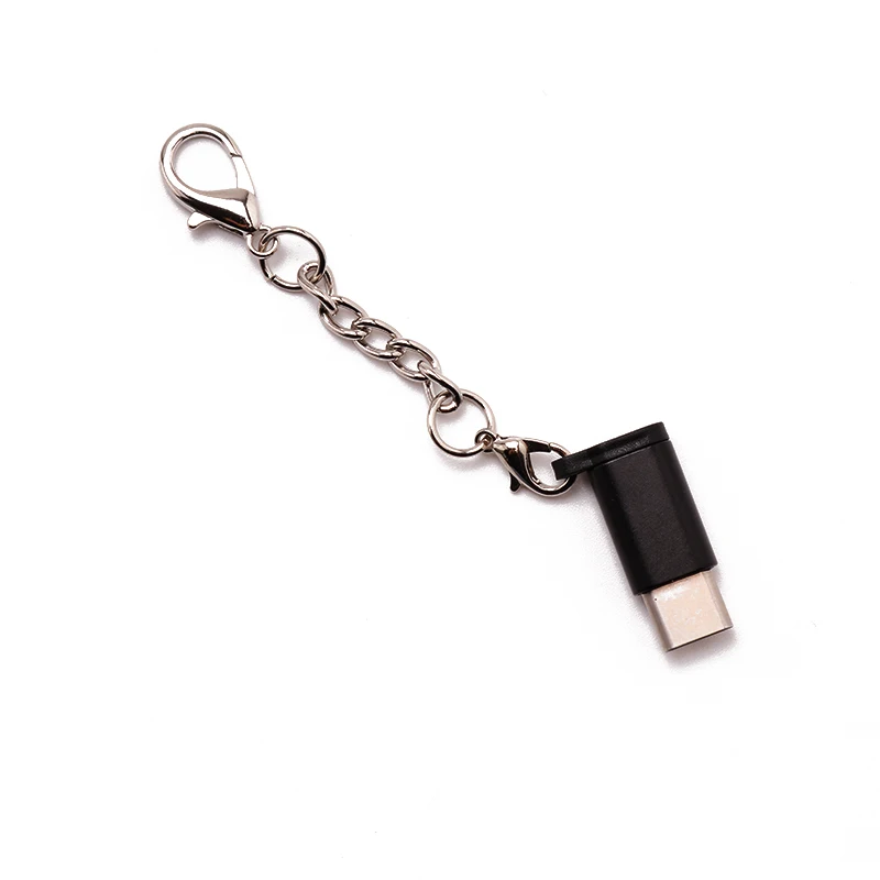 Micro USB Type-C Mobile Phone Mini Charger Adapter With Keychain For Samsung Galaxy S10 S9 Note 9 Huawei Mate 20 Pro