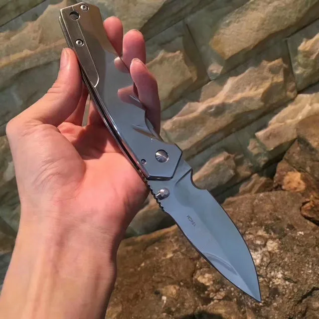 154CM Folding Knife mirror light 440C Blade All Steel Handle Survival Tactical Military Outdoor Knives Pocket Camping Knife EDC