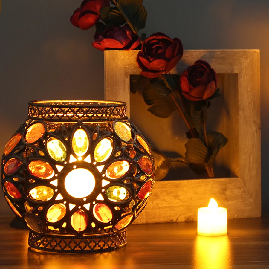 

Simple Romantic Candlestick European Wind Lamp Candle Holder Iron Candle Stand Crystal Centerpieces Christmas Decorations Fhome5