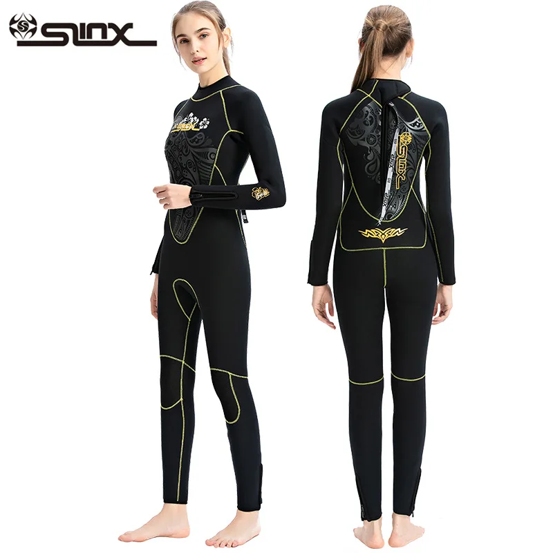 Женский неопреновый флисовый гидрокостюм SLINX 5 мм теплый для плавания с принтом