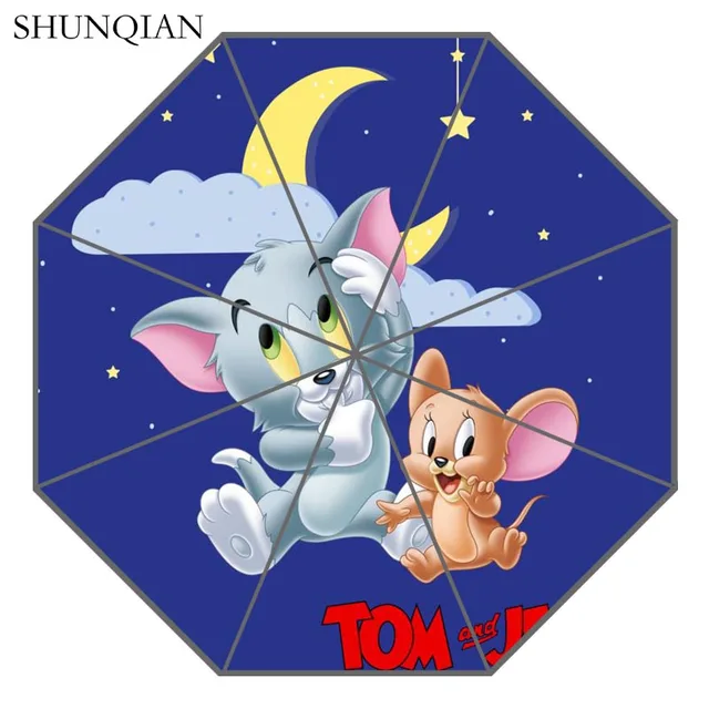 P Tom and Jerry Umbrella Custom Printing Foldable Sun Rain Travel