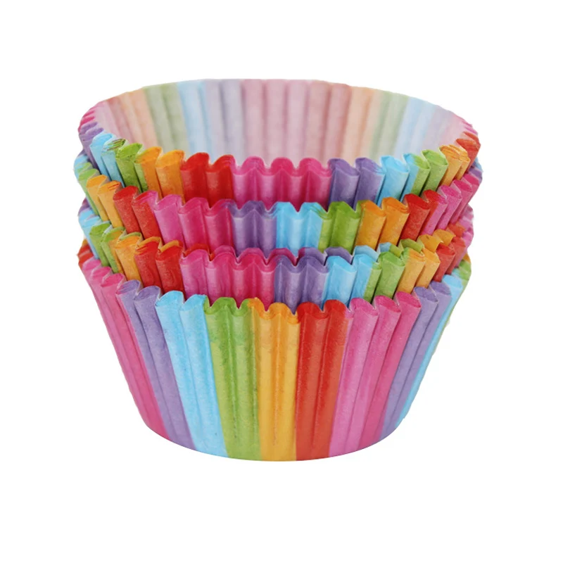 

Hot Sale 80pcs/set Rainbow Cake Paper Cup For Cake Cases Liners Sweet Muffin Dessert Mold All For Kitchen Baking Cookie Trays