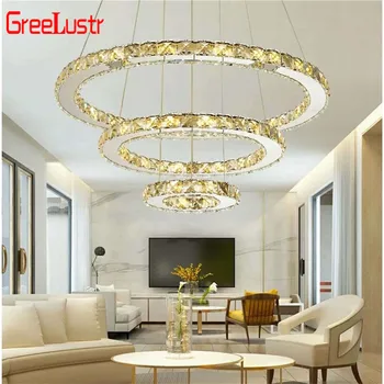 

Modern 3Rings Crystal Led Chandelier Lights Home Lighting Chrome Lustre Chandeliers Ceiling Pendant Fixtures For Living Room