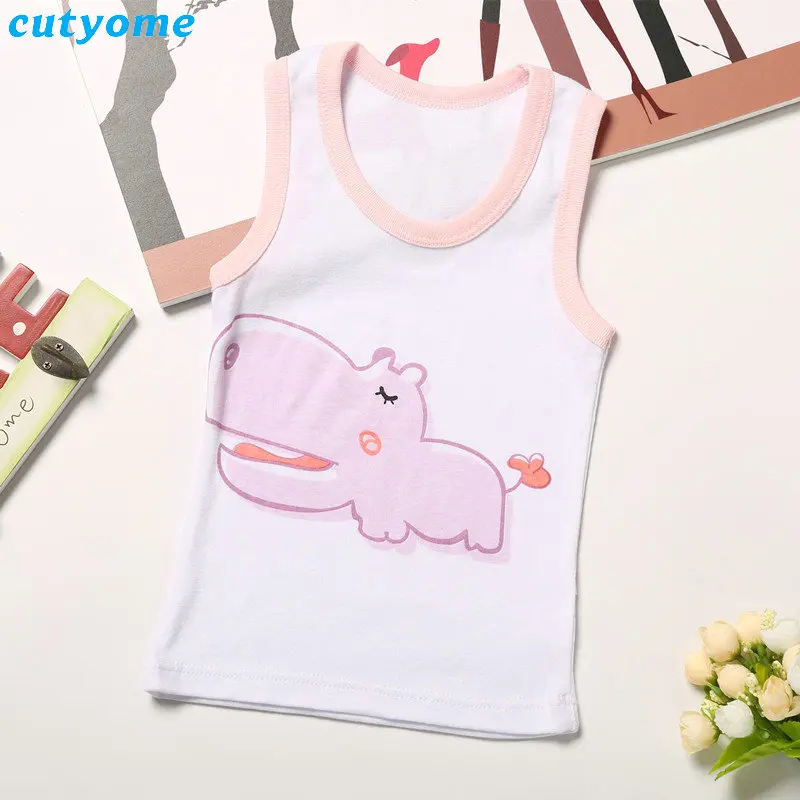Cutyome 2pcslot Kids Boys Girls Cotton T-shirt Sleeveless Animal Printed Top Tee Children Clothing Baby Boy Girl Clothes 1-4Y (3)