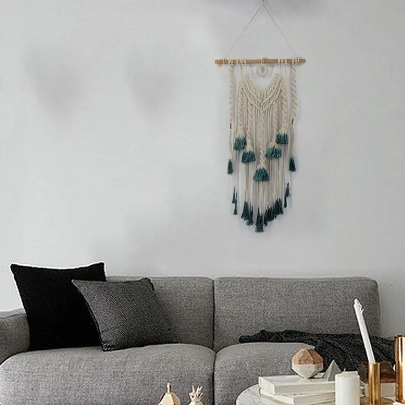 

Macrame Woven Wall Hanging Tapestry Handmade Boho Chic Bohemian Art Apartment Tassels Dorm Room Home Decoration