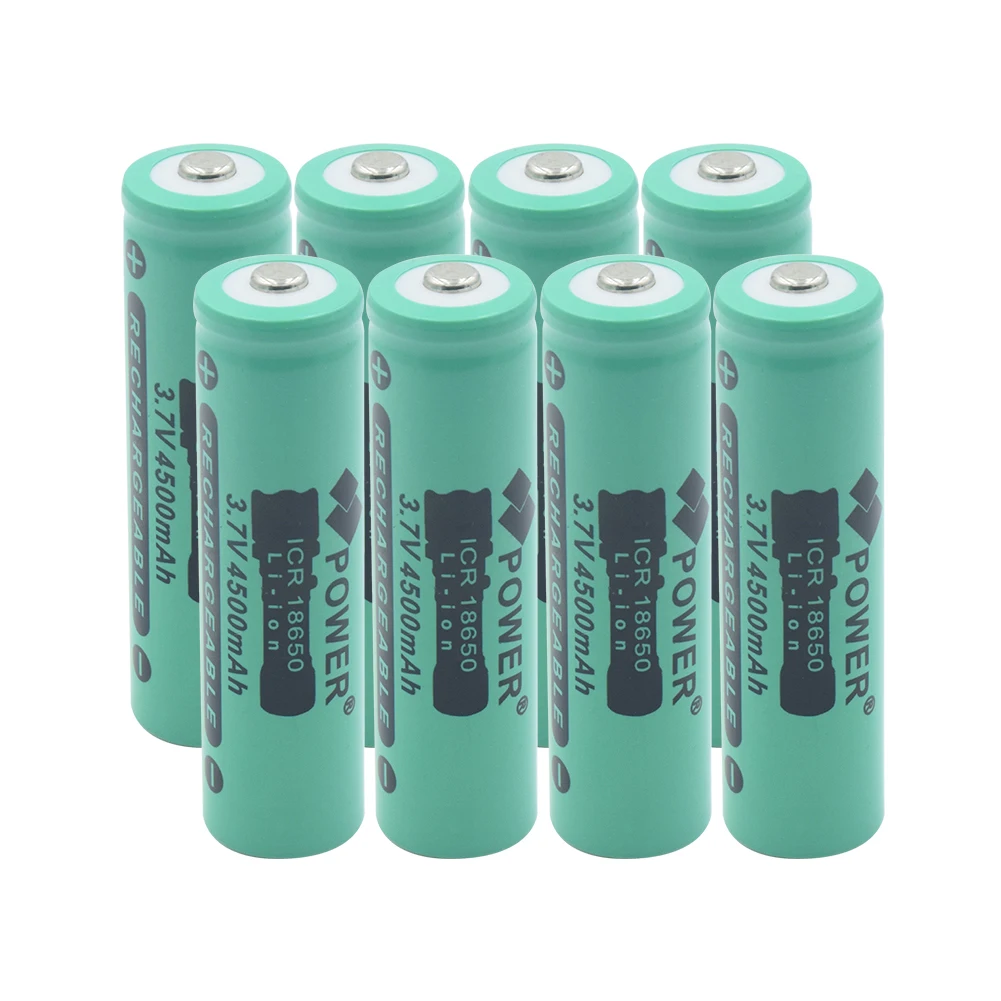 8 PCS Перезаряжаемый ICR 18650 литиевый высокомощный аккумулятор 3,7 V 4500 mAh для светодиодный фонарик - Цвет: 8 PCS