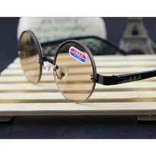 Gafas de cristal con montura redonda de Metal para hombre y mujer, lentes de lectura, lentes marrones, lupa de vidrio óptico, A1