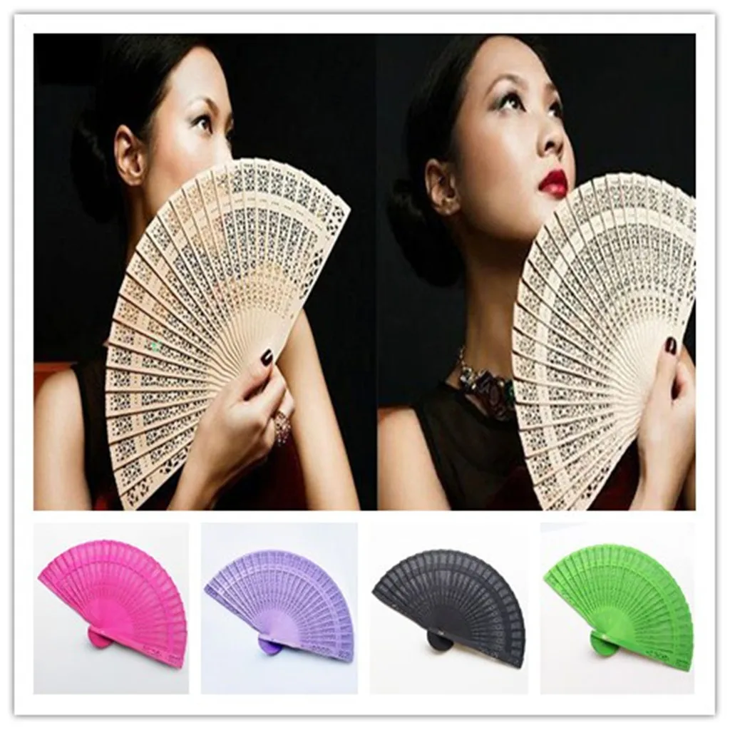 

Wedding Hand Fragrant Party Carved Bamboo Folding Fan Chinese Style Wooden Hand Fan Ladies Fans Decor Abanicos Para Boda