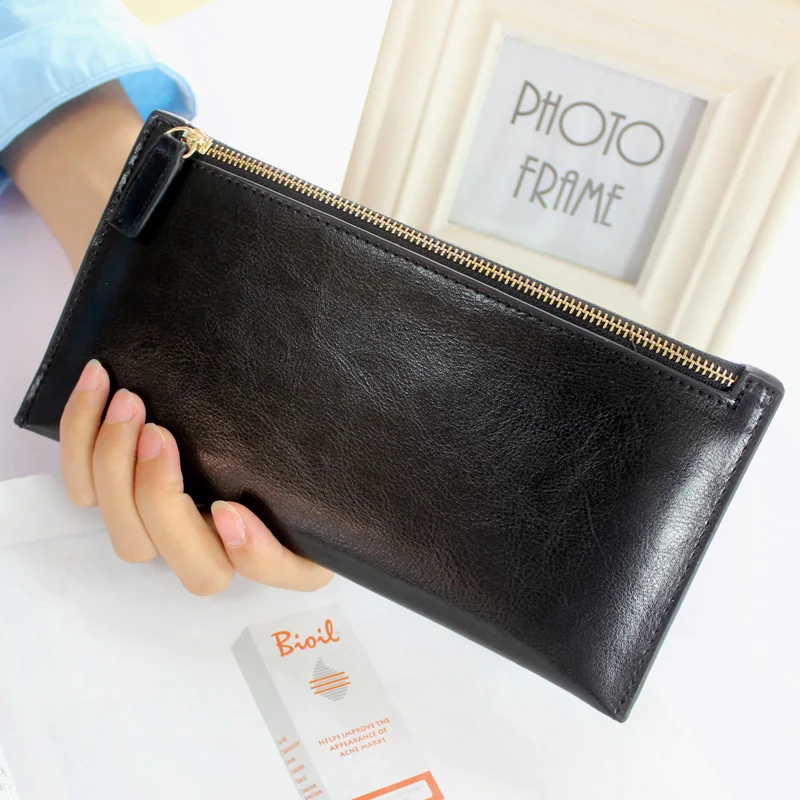 Women Wallets Genuine Leather Purses Ultra-Thin Design Female Candy Color Long Clutch Bags Card Holder Monederos Carteras Mujer