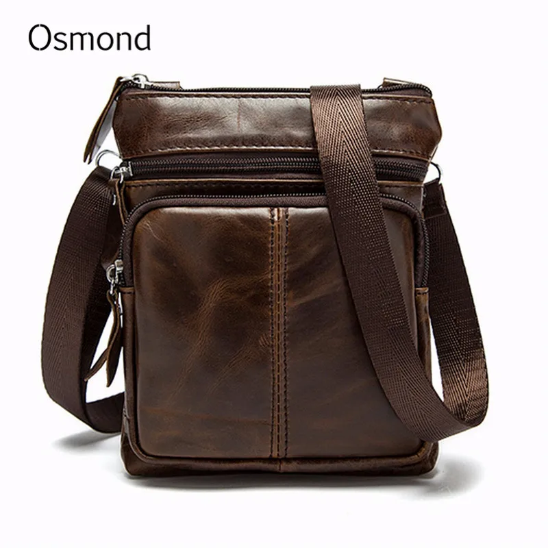 Osmond الرجال جلد طبيعي Crossbody أكياس للرجال صغيرة رسول حقيبة كتف خمر حقيبة يد فاخرة عارضة حقيبة بولسا