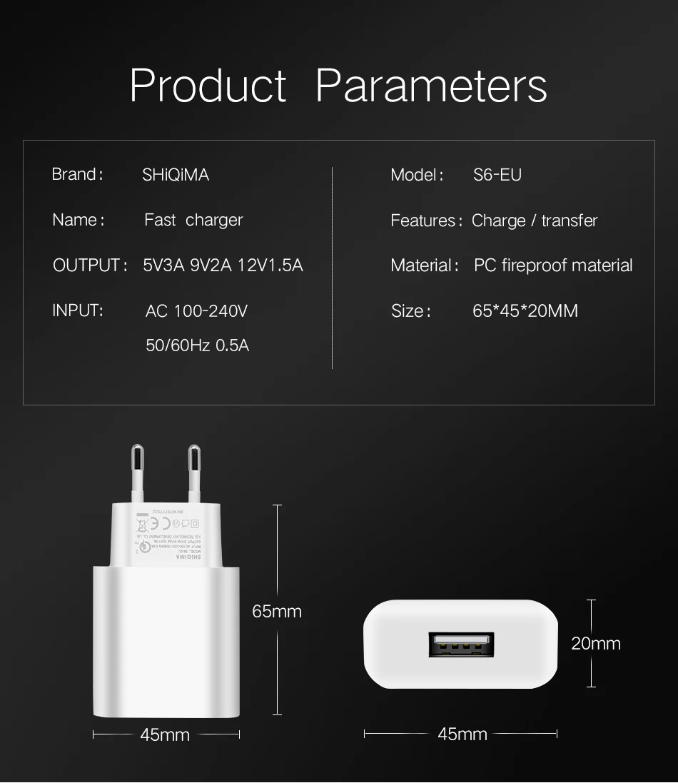 7SHiQiMA Fast Charger Quick Charge Dual QC 3.0 USB Phone Universal wall Travel Charger For Samsung galaxy S9 For Xiaomi Redmi 4x