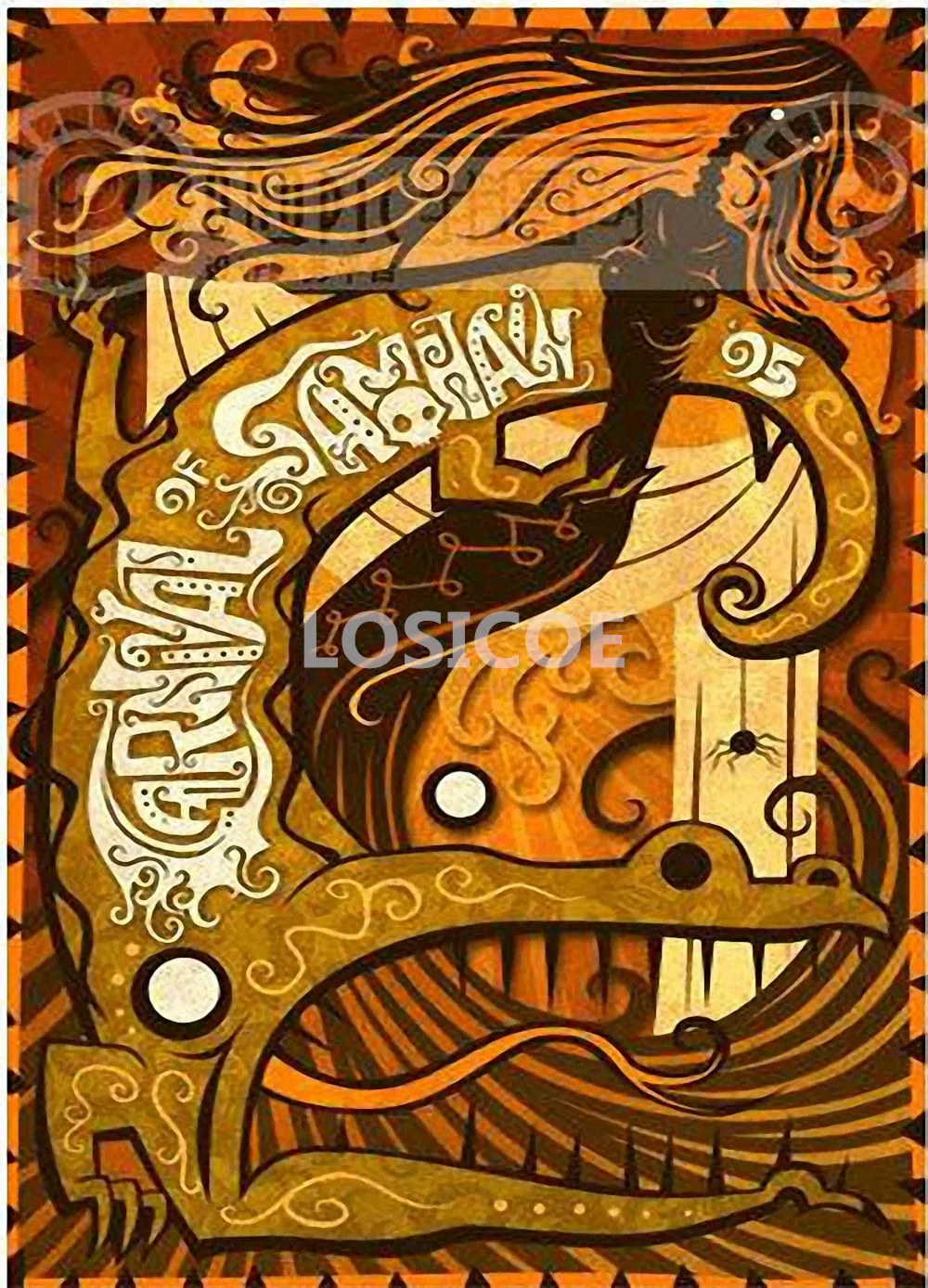 Buaya Retro Kraft Kertas Tato Sketsa Poster Wall Sticker Lukisan
