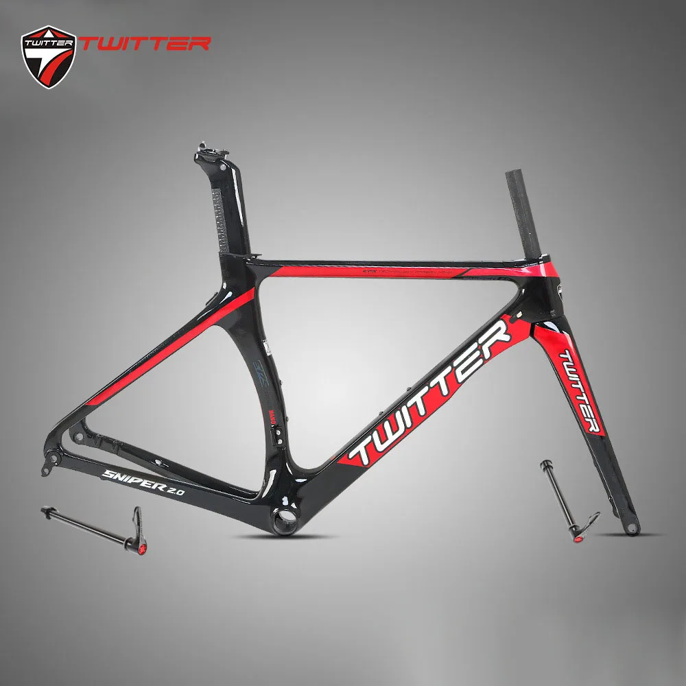 cheap Twitter SNIPER2.0 Disc Cutting Carbon Road Bicycle Frame+Fork+Seatpost Thru axle For Disc Brake Bike Road Frame