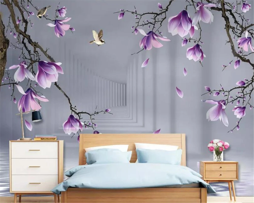 beibehang Custom 3D Photo Wallpaper HD hand painted magnolia bird Wall Mural Wallpaper For Living Room Bedroom 3d wallpaper
