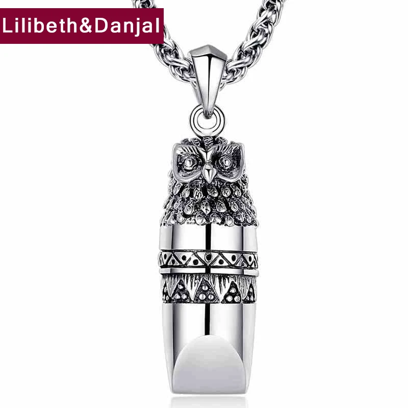 Сова свисток кулон стерлингового серебра 925 Ожерелье «Кулон Будда» для мужчин женщин винтажные ювелирные изделия Z10