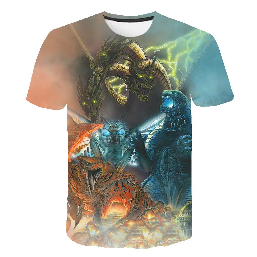 

Personality Printed T Shirt Teens Fashion Film Godzilla Monster 3D Printed T Shirts Men/Women Oversize Shirts S-5XL