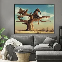 Wall Pictures for Living Room Landscape Print Elephant Animal Canvas Painting Art Poster No Frame
